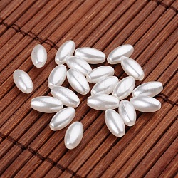 Perline perla imitazione acrilico riso, bianco, 8x4mm, Foro: 0.5 mm, circa 770pcs/50g