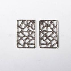 Tibetan Style Alloy Pendants, Lead Free and Cadmium Free, Rectangle, Antique Silver, 24x15x1mm, Hole: 2mm