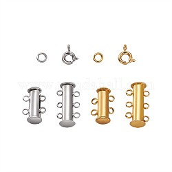 Brass Magnetic Slide Lock Clasps, Brass Open Jump Rings and Brass Spring Ring Clasps, Mixed Color