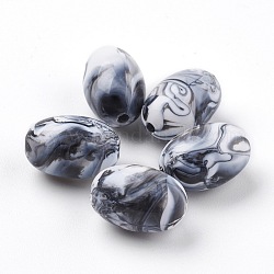 Perles acryliques, style de pierres fines imitation, ovale, noir, 11~11.5x8mm, Trou: 2mm, environ 1100 pcs/500 g