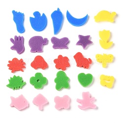 Schwamm-Malstempel, für Kleinkinder verschiedene Muster, Mischformen, Mischfarbe, 4.1~8.9x3.6~7.2x1.2 cm, 24 Stück / Set