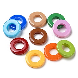Perles acryliques opaques, donut, couleur mixte, 27.5x5.5mm, Trou: 1.5mm