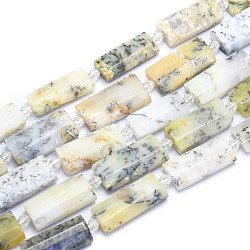 Blanc naturel opale africain perles brins, rectangle, facette, 27~29x13~14x6~7mm, Trou: 1.5mm, Environ 12 pcs/chapelet, 14.96 pouce (38 cm)