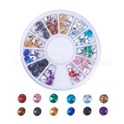 Cabochons de dos pointus de strass d'imitation acrylique de Taiwan, accessoires nail art de décoration, facette, diamant, couleur mixte, 5.5x4mm, à propos 5pcs / couleur, 60 pcs / boîte