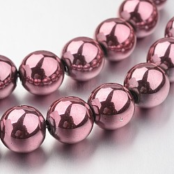 Chapelets de perle en hématite synthétique sans magnétique, peint à la bombe, ronde, Prune, 10mm, Trou: 1.50 mm