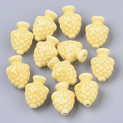 Perles en porcelaine manuelles, style de porcelaine émaillée lumineux, pomme de pin, jaune, 19x14x12mm, Trou: 2mm