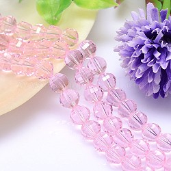 Imitazione tondo sfaccettato cristallo austriaco fili di perle, grado aaa, perla rosa, 6mm, Foro: 0.7~0.9 mm, circa 68pcs/filo, 15.7 pollice