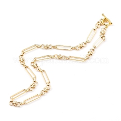 Laiton colliers de chaîne de lien, avec fermoirs toggle, véritable 18k plaqué or, 18.30 pouce (46.5 cm)