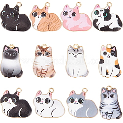 SUNNYCLUE 1 Box 24Pcs Cat Charms Bulk Enamel Cat Kitten Charm Cute Small Animal Pet Charms Black White Animals Cats Charms for Jewelry Making Charm DIY Necklace Earrings Bracelets Keychain Supplies