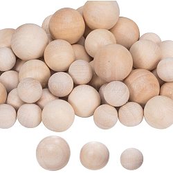 PH PandaHall 53 pcs 3 Sizes Wood Craft Balls, 20mm 25mm 30mm Round Unfinished Natural Wooden Craft Ball for DIY Projects Arts Craft Supplies, NO Hole