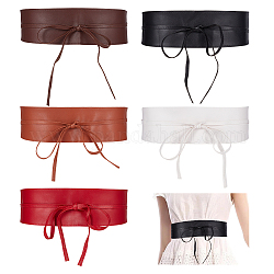 BENECREAT 5Pcs 5 Colors PU Imitation Leather Chain Belts, Tie a Knot Waist Belt, No Buckle Cinch Belt, Mixed Color, 101-5/8 inch(258cm), 1pc/color