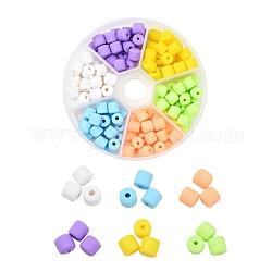 Fili di perline di argilla polimerica a 6 colore, colonna, colore misto, 5~7x6mm, Foro: 1.5~2 mm, 132~144pcs/scatola