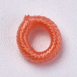 Polyesterschnurperlen, Ring, Koralle, 6~6.5x1.5 mm, Bohrung: 3 mm