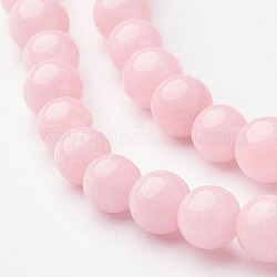 Chapelets de perles rondes en jade de Mashan naturelle, teinte, rose, 4mm, Trou: 1mm, Environ 98 pcs/chapelet, 15.7 pouce