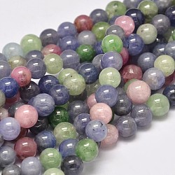 Natürlicher Tansanit Stein & Turmalin Perlen, Runde, 6 mm, Bohrung: 1 mm, ca. 98 Stk. / Strang, 15.5 Zoll