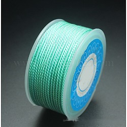 Cuerdas de nylon redondos, cuerdas de milán / cuerdas retorcidas, aguamarina, 1.5mm, alrededor de 25.15 yarda (23 m) / rollo