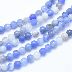 Naturali blu perline calcedonio fili, tinto, tondo, 6mm, Foro: 1.2 mm, circa 63pcs/filo, 14.9 pollice (38 cm)