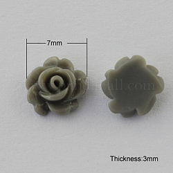 Resin Cabochons, Flower, Dark Gray, 7x3mm