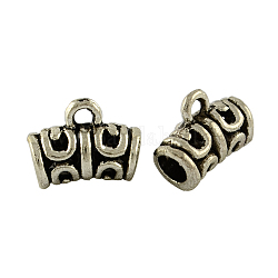 Tibetan Style Alloy Tube Bails, Loop Bails, Curved Tube Bail Beads, Cadmium Free & Lead Free, Antique Silver, 12x10x6mm, Hole: 2mm, about 1040pcs/1000g