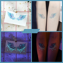 Tatouages d'art corporel lumineux stickers, autocollants en papier pour tatouages temporaires amovibles, brillent dans le noir, ailier, 10.5x6 cm
