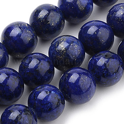 Abalorios de lapislázuli naturales hebras, teñido, redondo, 6mm, agujero: 1 mm, aproximamente 70 pcs / cadena, 15.7 pulgada