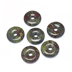 Natural Dragon Blood Pendants, Donut/Pi Disc, Donut Width: 12mm, 30x5~7mm, Hole: 6mm