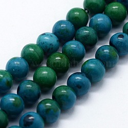 Perles synthétiques chrysocolla brins, ronde, 4mm, Trou: 0.6mm, Environ 95 pcs/chapelet, 14.76 pouce (37.5 cm)
