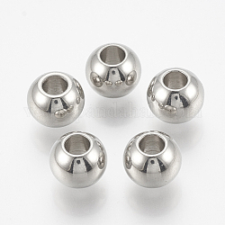 Perles en 201 acier inoxydable, ronde, couleur inoxydable, 8x6.5mm, Trou: 3mm
