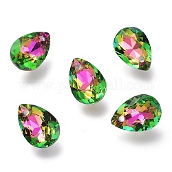 Glass Rhinestone Pendants, Back Plated, Faceted, Teardrop, Vintage Rose, 11.5x8x5mm, Hole: 1.5mm