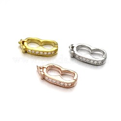Rack Plating Brass Micro Pave Cubic Zirconia Twister Clasps, Lead Free & Cadmium Free, Mixed Color, 19x9.5x3mm