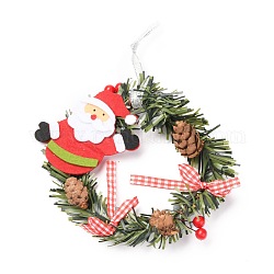 Decoraciones de guirnalda de navidad de plástico, para la puerta de entrada de navidad interior decoración del hogar, patrón de Papá Noel, 160~180mm