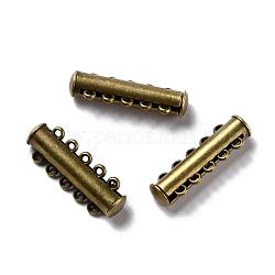 5-Stränge 10-Löcher Rohr Messing Magnet Gleitverschluß Spangen, Nickelfrei, Antik Bronze, 30x10x7 mm, Bohrung: 2 mm