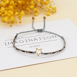 Braccialetto di perline intrecciate con semi di miyuki con stella aperta, braccialetto dell'amicizia regolabile per le donne, Gainsboro, 11 pollice (28 cm)