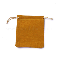 Velvet Packing Pouches, Drawstring Bags, Goldenrod, 12~12.6x10~10.2cm