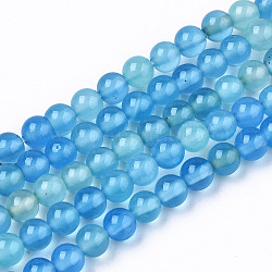 Chapelets de perles d'agate naturelle, teinte, ronde, lumière bleu ciel, 4.5mm, Trou: 1mm, Environ 95~99 pcs/chapelet, 14.96 pouce ~ 15.20 pouces (38 cm ~ 38.6 cm)