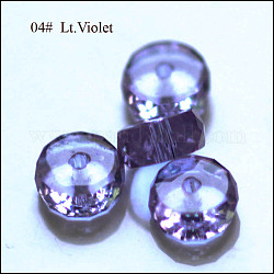Abalorios de cristal austriaco de imitación, aaa grado, facetados, plano y redondo, lila, 10x5.5mm, agujero: 0.9~1 mm