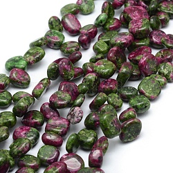 Synthetic Ruby in Zoisite Beads Strands, Chip, Dyed, 11~22x8~11x4~10mm, Hole: 1mm, 15.3 inch(39cm)