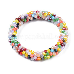 Bracelets extensibles en perles de verre opaque facettées plaquées couleur ab, bijoux faits à la main de mode pour femmes, colorées, diamètre intérieur: 1-3/4 pouce (4.5 cm)