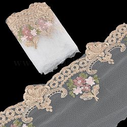 Cinta de encaje bordado de poliéster gorgecraft, adorno de encaje de flores para la decoración de ropa, piso, trigo, 6-3/4~7-3/8 pulgada (170~188 mm)