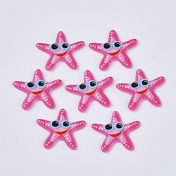 Pvc cabochon di plastica, con polvere di scintillio, stelle marine / stelle marine, rosa intenso, 23x27x2mm