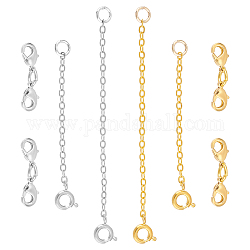 8 Uds. 6 estilos de cierres de anillo de resorte de latón y cierres de pinza de langosta, con cadenas de cable de cobre, platino y oro, 50~70mm