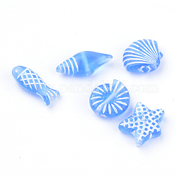 Craft Style Transparent Acrylic Charms, Mixed Shapes, Deep Sky Blue, 11~16.5x6~13x4~5.5mm, Hole: 1mm