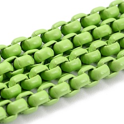 Экологически чистые латунные цепочки ручной работы, окрашенные распылением, пайки, с катушкой, желто-зеленый, 4x4 мм, 32.8 фут (10 м) / рулон