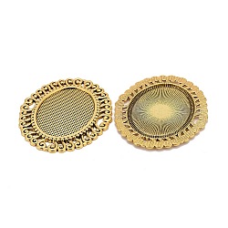 Basi di cabochon connettori di stile tibetano, accessori diy per fare gioielli anello, colore oro antico, cadmio & nichel &piombo libero, ovale, circa 56 mm di lunghezza, 47 mm di larghezza, 2 mm di spessore, Foro: 5 mm, vassoio: 37x28mm