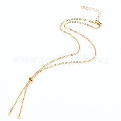304 Stainless Steel Cable Chain Necklace Making, with Slider Stopper Beads and Lobster Claw Clasps, Golden, 20.86 inch(53cm)
