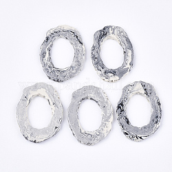 Perline di resina semi-forate, per grandi pendenti, fette di pietre preziose imitazione, ovale, grigio chiaro, 52~54x36~39x4~5mm, mezzo buco: 1 mm