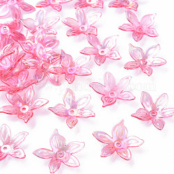 Abalorios de acrílico transparentes, color de ab, flor, fucsia, 25.5x28x6mm, agujero: 1.8 mm, aproximamente 980 unidades / 500 g