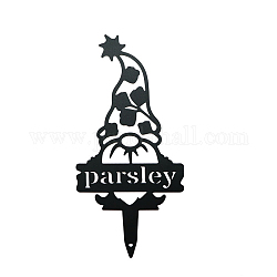 Étiquette de plante pour le persil, pieu de jardin en métal thème halloween nain/gnome, décor d'insert au sol, noir, 290x140mm