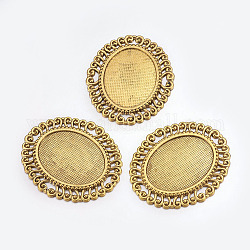Tibetischen Stil Cabochon-Anschluss Fassung, Oval, Antik Golden, Bleifrei und cadmium frei, 55x47x2 mm, Bohrung: 6 mm, Fach: 28x37 mm, ca. 24 Stk. / 406 g