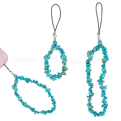 Synthetic Turquoise Chips Beaded Chain Mobile Straps, Anti-Lost Cellphone Wrist Lanyard, for Car Key Purse Phone Supplies, 19.8~20.2cm